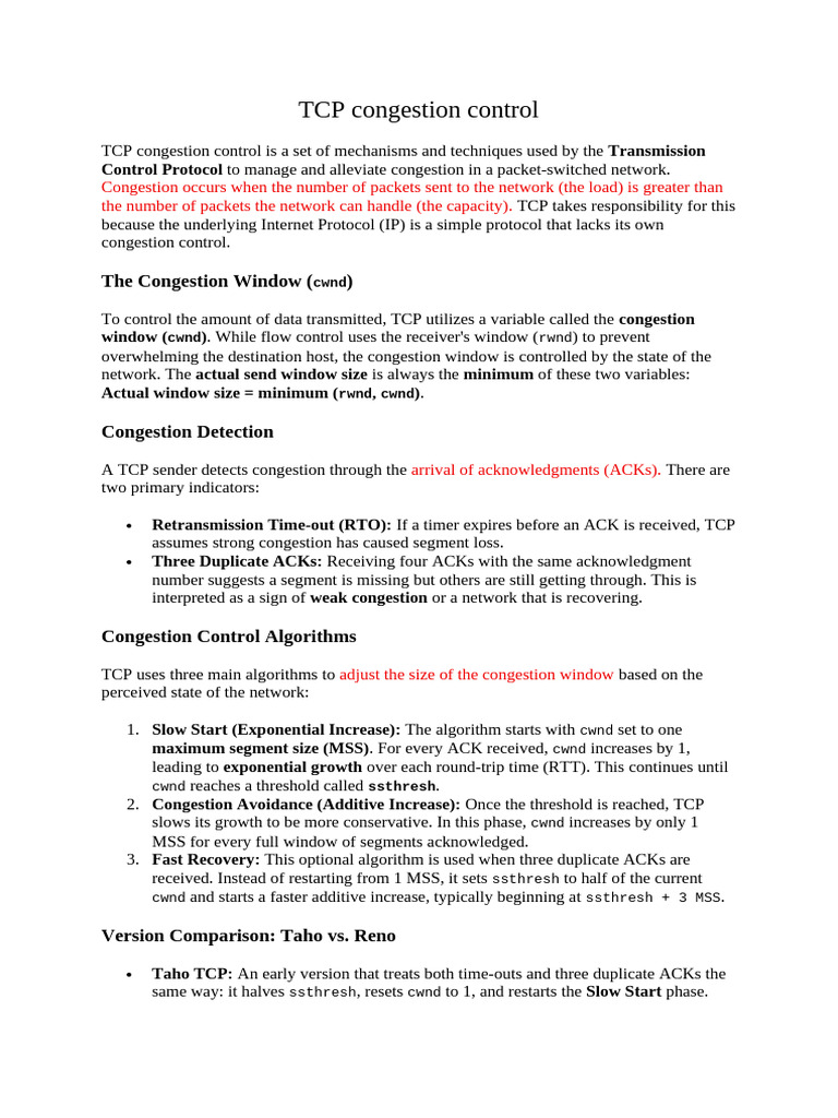 TCP Congestion Control | PDF