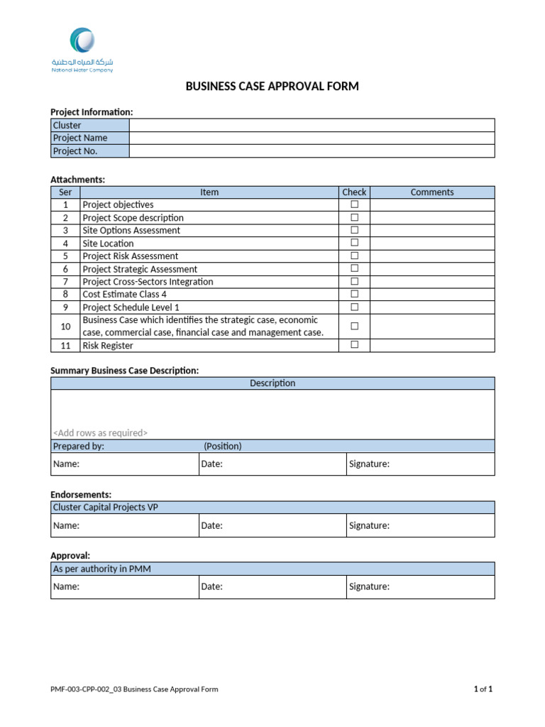 PMF-003-CPP-002_03 Business Case Approval Form | PDF