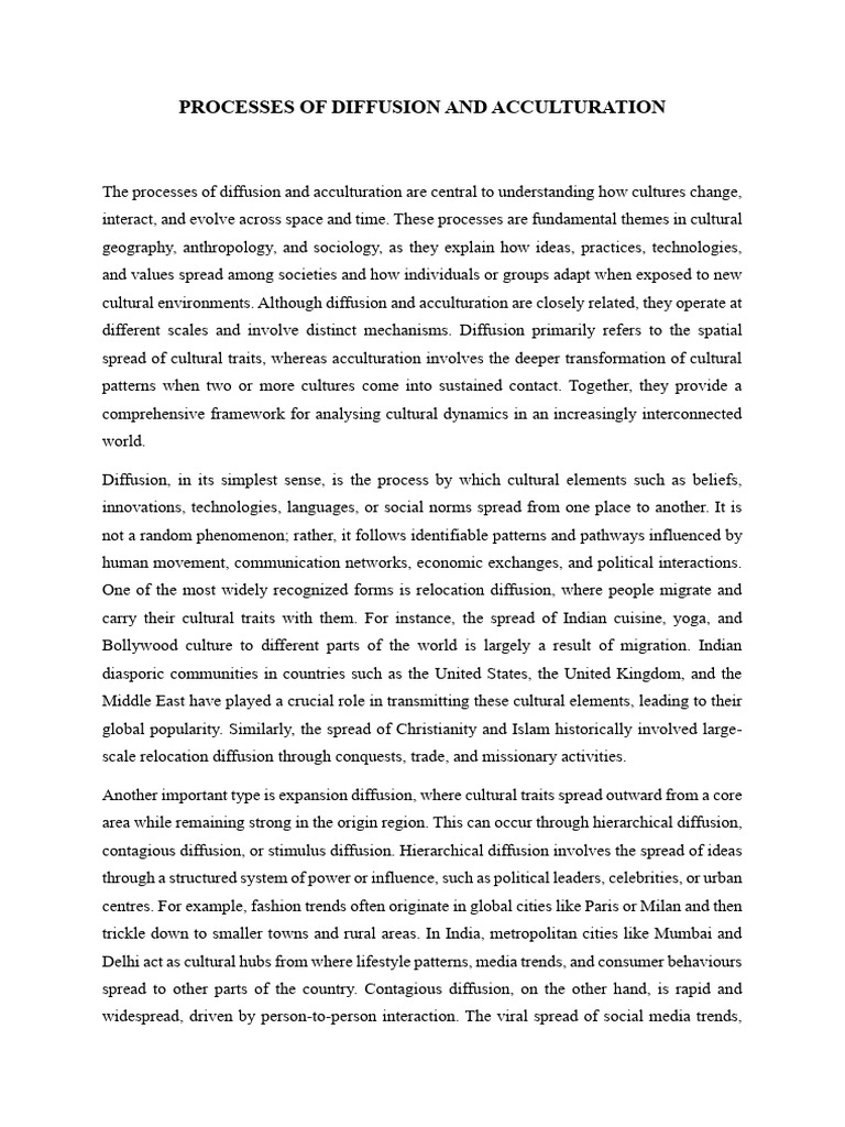 Processes of Diffusion and Acculturation | PDF | Multiculturalism ...