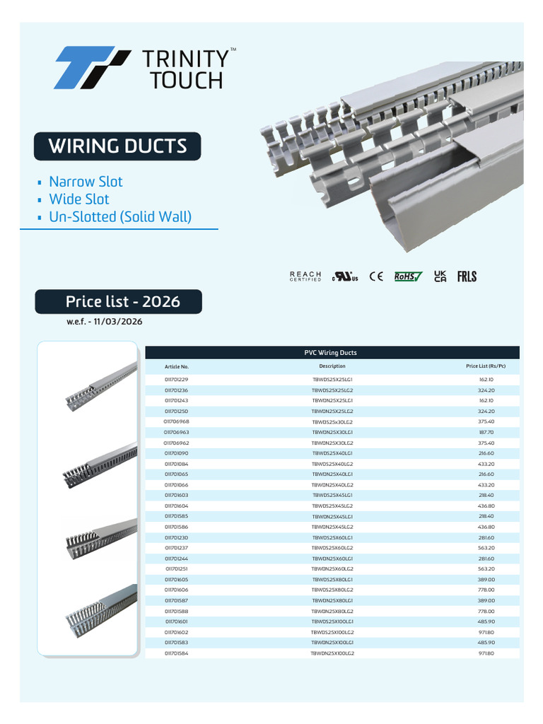 Wiring Ducts PVC Price List 2026 | PDF