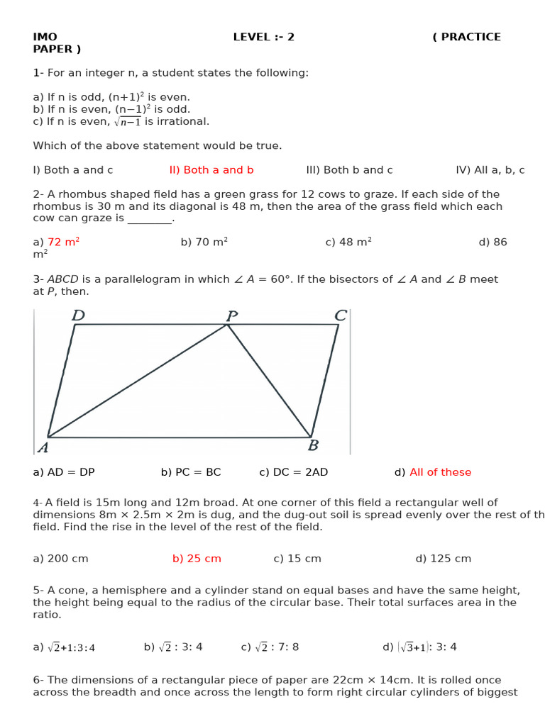 IMO LEVEL -- 2 | PDF | Area | Circle