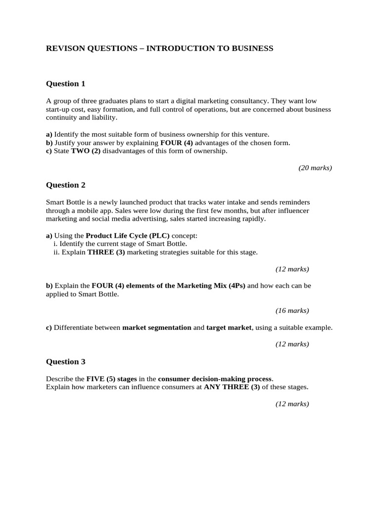 Exam Revision Question 4 | PDF