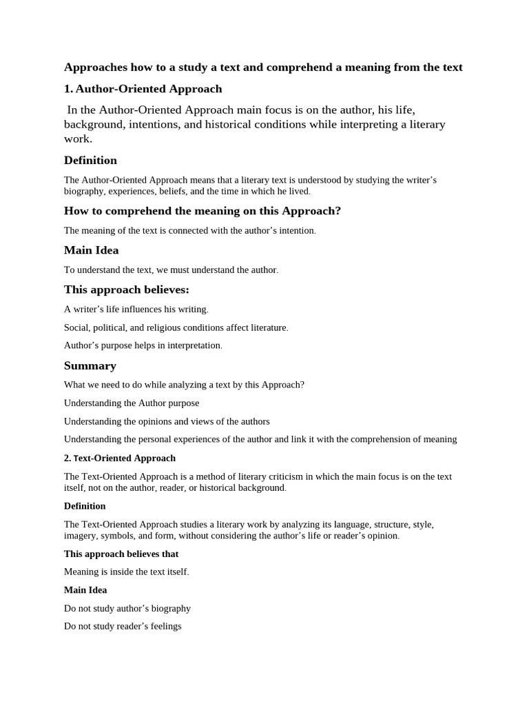 Approahes How To Study A Text | PDF