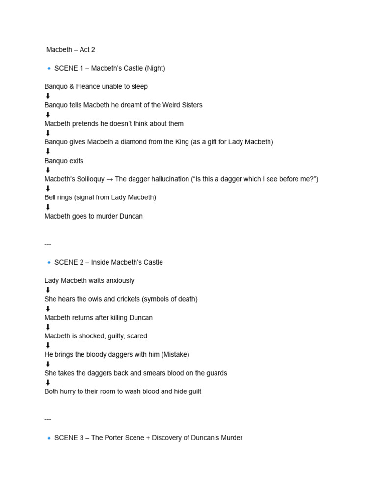 Macbeth Act 2 Flow Chart | PDF