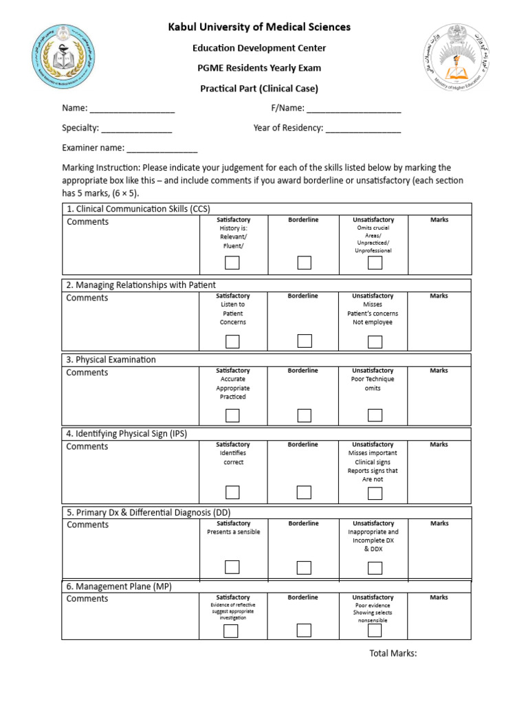 Practical Exam Format[1].PDF FINAL | PDF | Borderline Personality ...