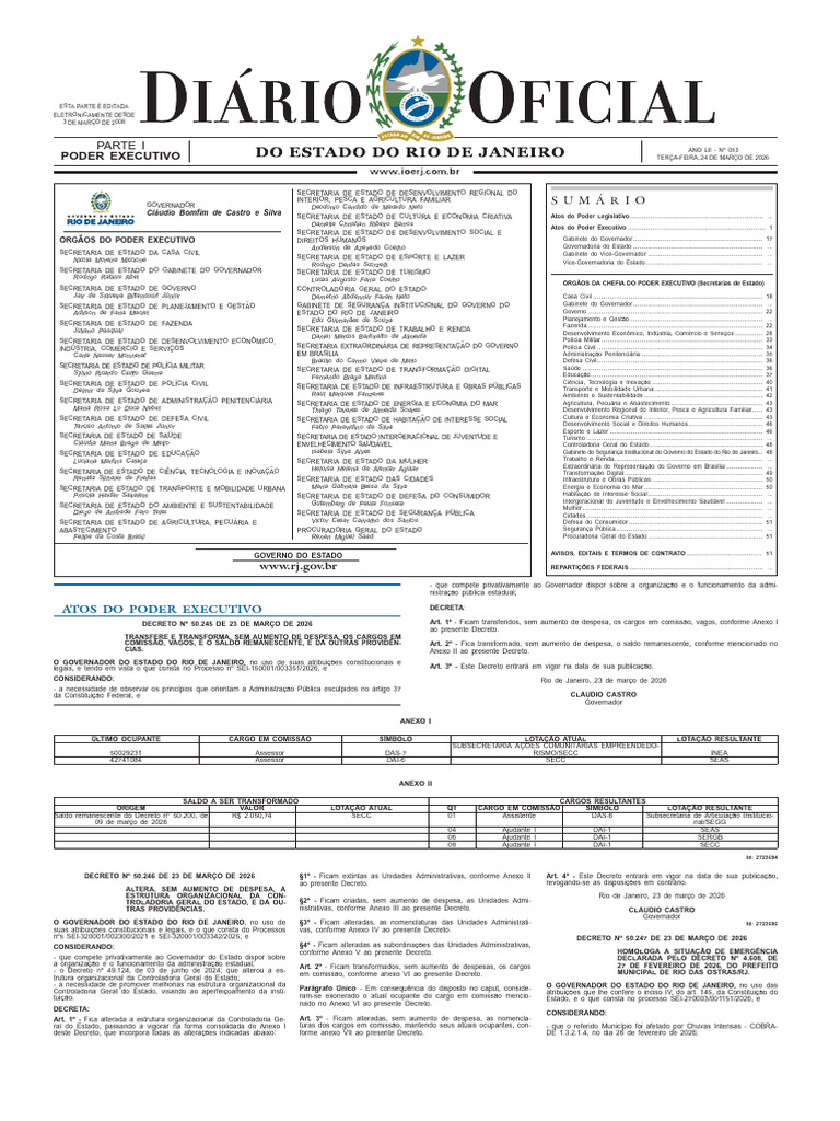 2026 03 24 DOE Poder Executivo N 0053 001 A 084 1 | PDF | Taxa de ...