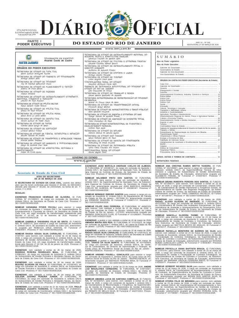 2026 03 27 DOE Poder Executivo N 0056 001 A 054 1 | PDF | Secretário de ...