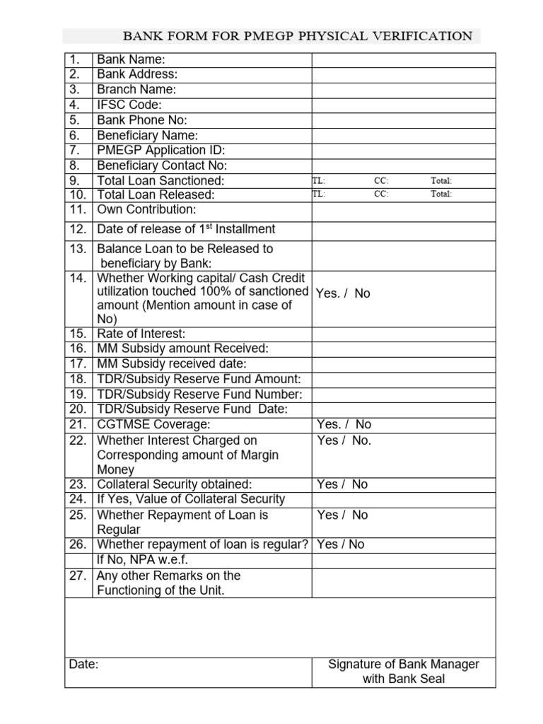 Bank Form for Physical Verification_8.0 | PDF