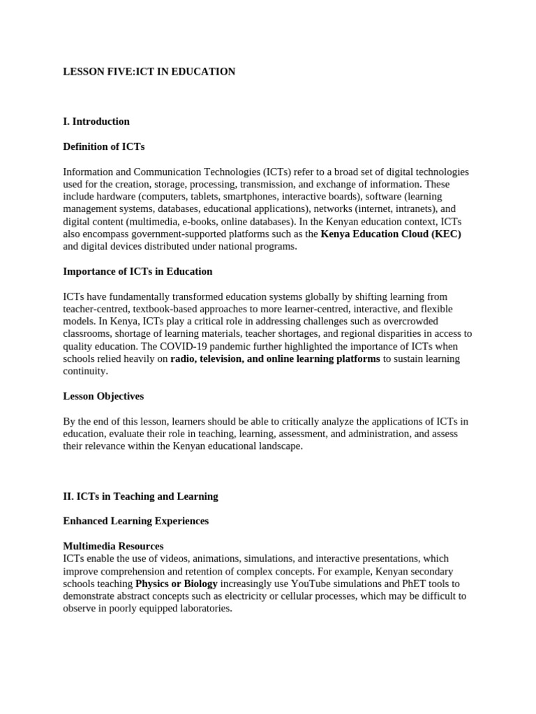 Lesson Five-Application of ICT in Education | PDF