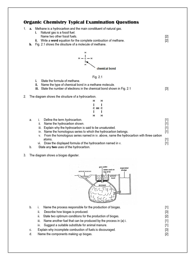 Organic Chemistry Typical Examination Questions (1) | PDF | Ethanol ...