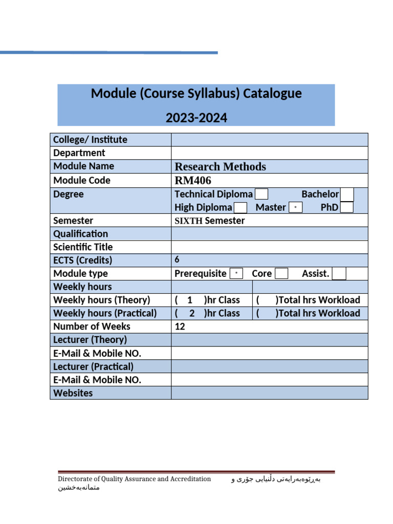 Module (Course Syllabus) Research Methodsx | PDF | Hypothesis ...