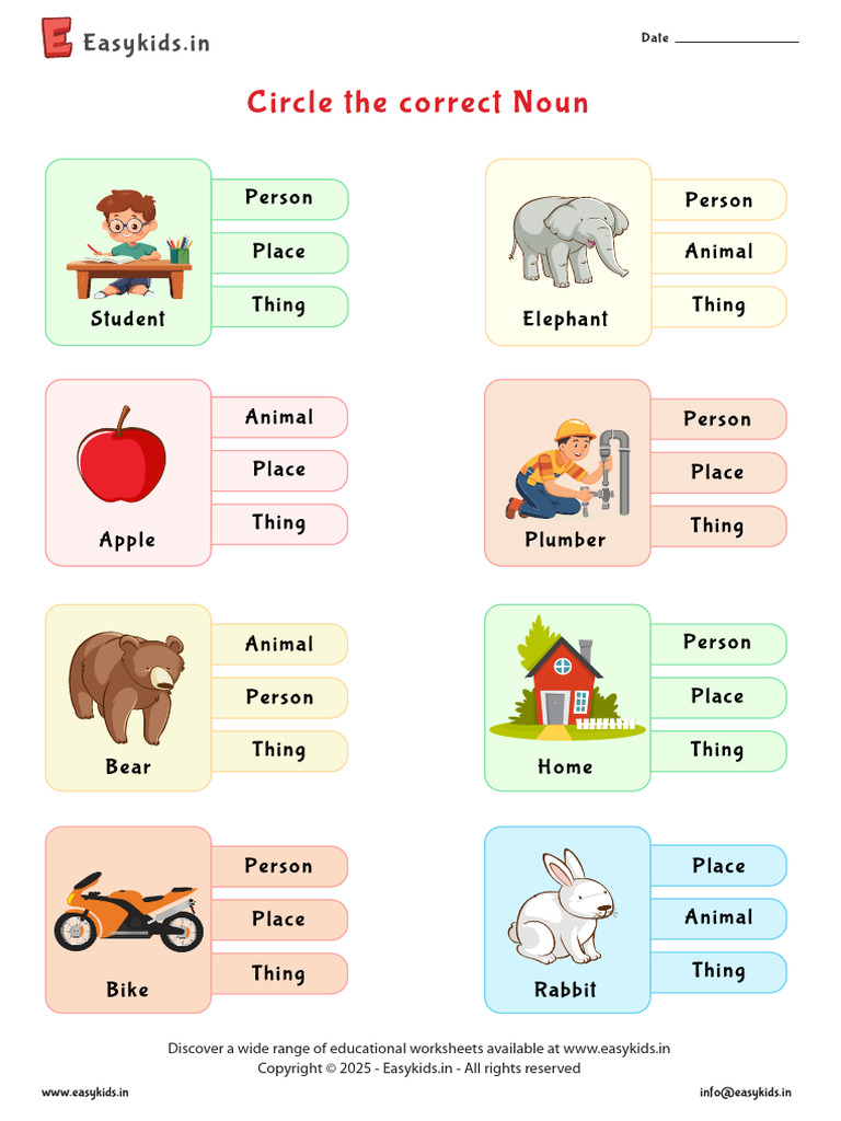 Naming Words For Class 1 | PDF
