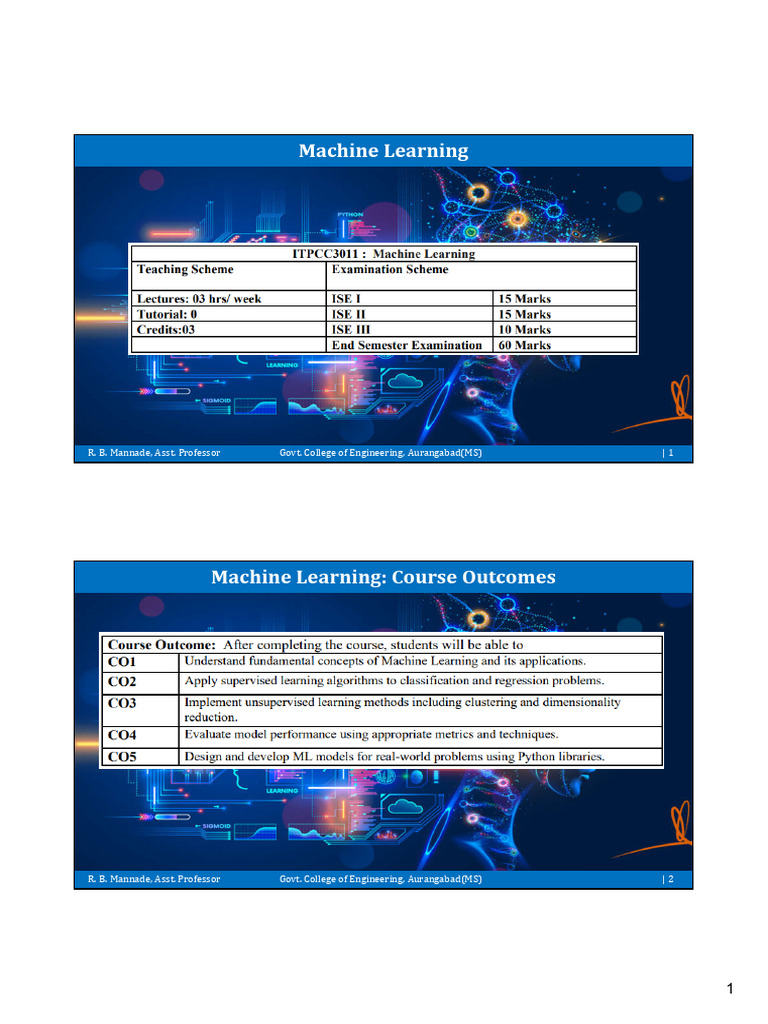 Unit 01 ML Introduction | PDF | Machine Learning | Artificial Intelligence