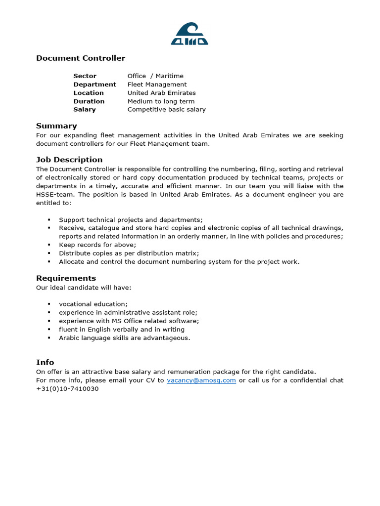 Document Controller UAE | PDF