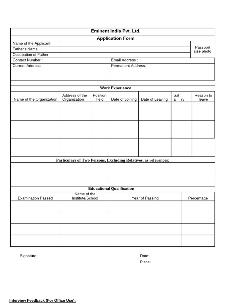 Interview Form EIPL | PDF