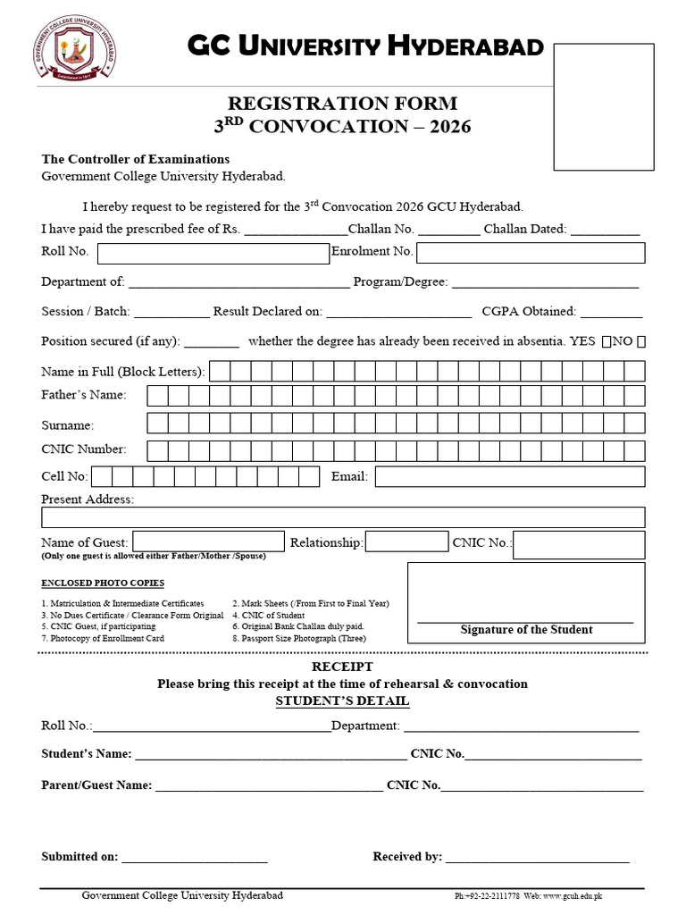 3rd Convocation Registration Form-2026 | PDF