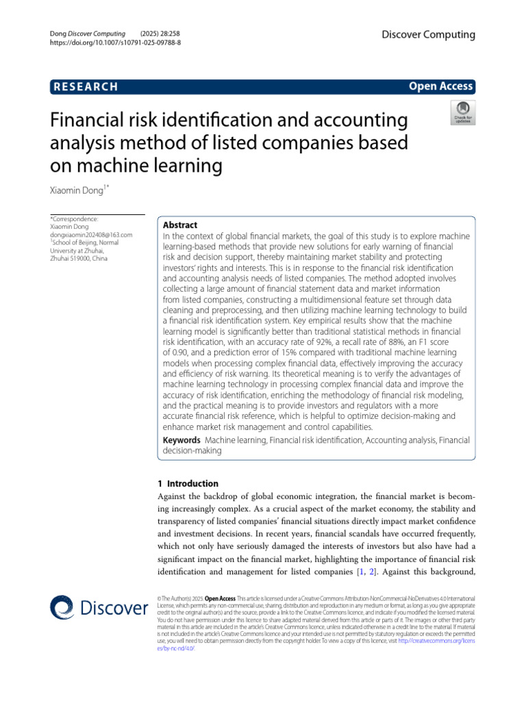 Financial Risk Identification and Accounting Analysis Method of Listed ...