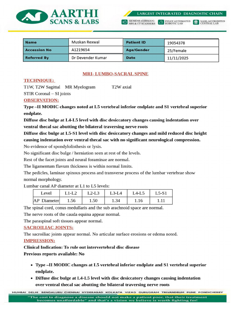 Mri Report | PDF