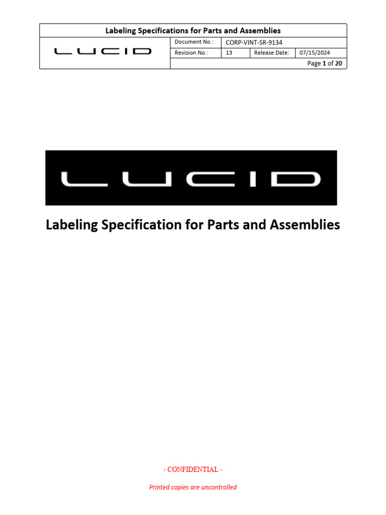 Labeling Specifications for Parts and Assemblies-9134-13 | PDF ...