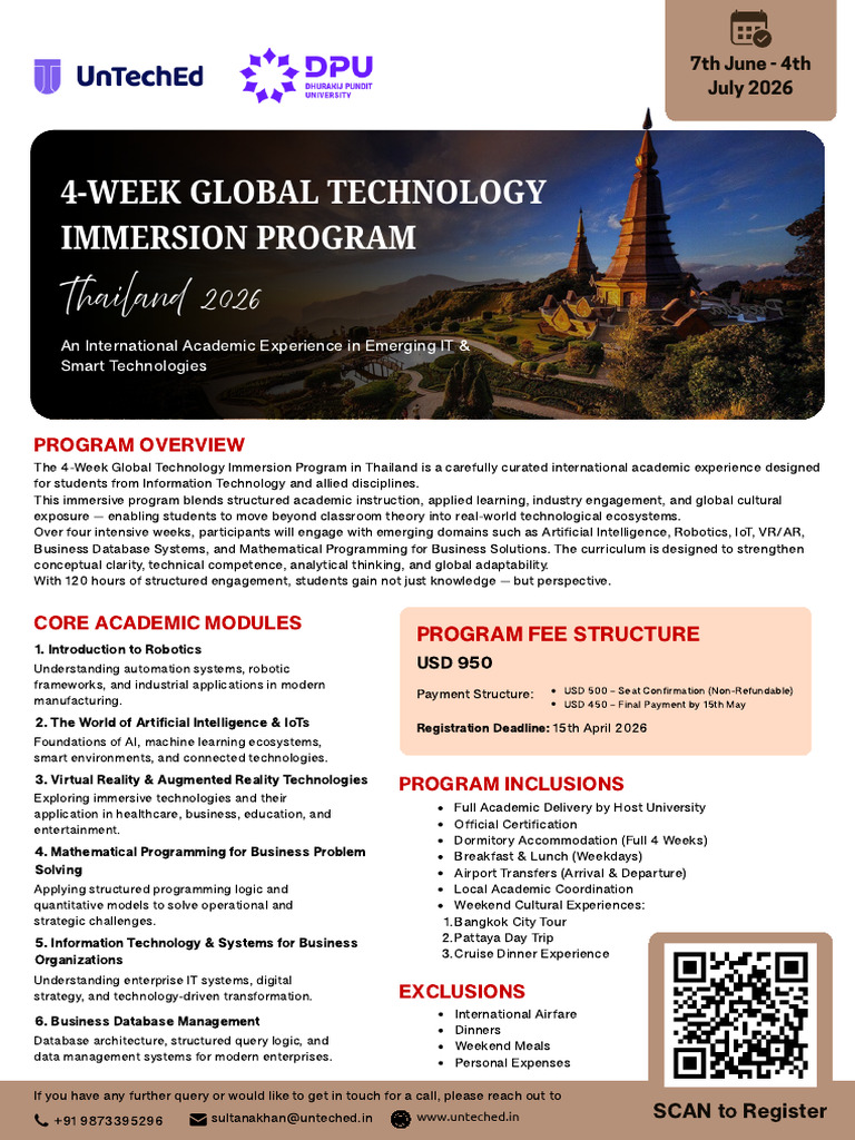Global Technology Immersion Program Thailand 2026 - SK Updated | PDF ...