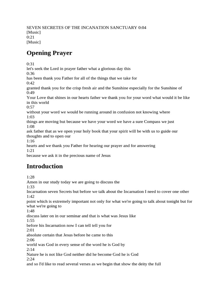 Seven Secretes of the Incanation Sanctuary 0 | PDF | Jesus | Gospel Of John
