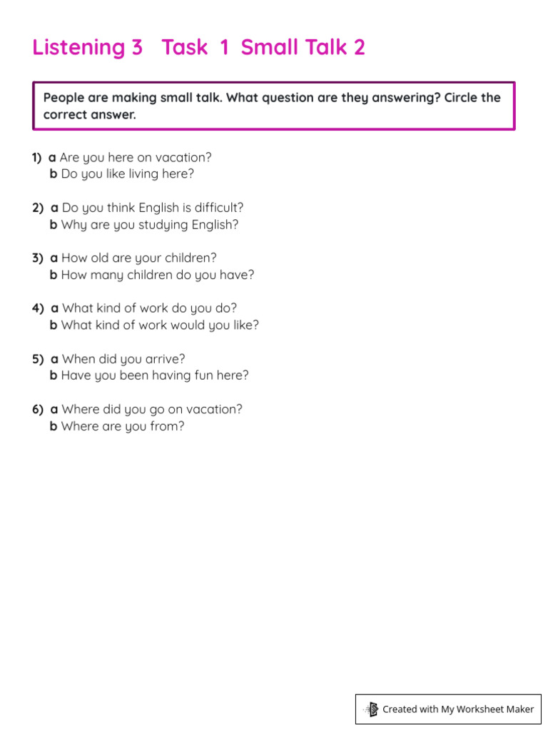 Small Talk 2 | PDF