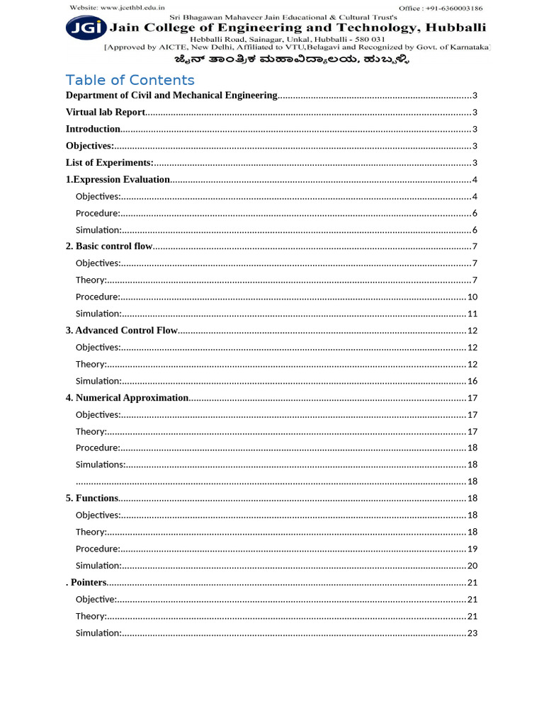 C Virtual Lab Report | PDF | Pointer (Computer Programming) | Control Flow