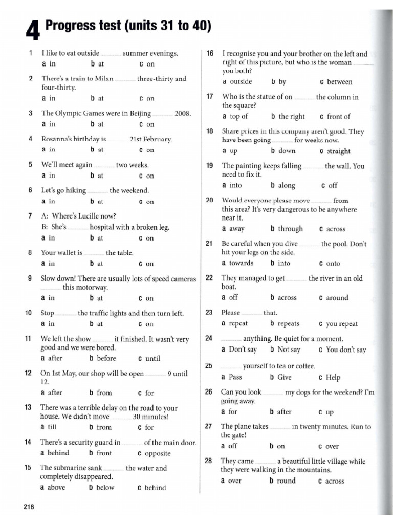 Progress Test 4 - 5 - 6 | PDF