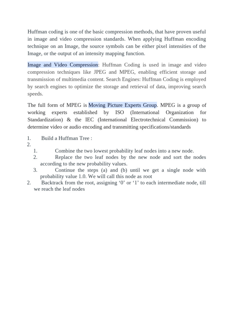 Huffman Coding is One of the Basic Compression Methods | PDF