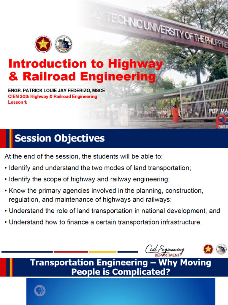 Lesson 1 Introduction to Highway and Railroad Engineering | PDF