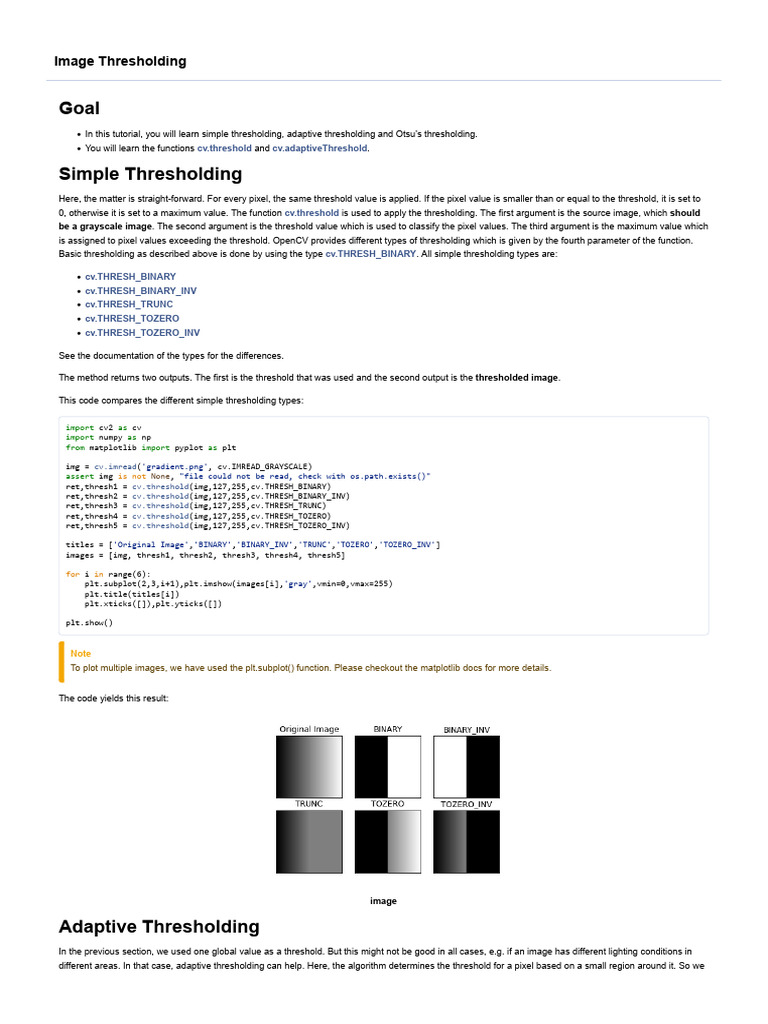 OpenCV_ Image Thresholding | PDF | Imaging | Digital Signal Processing