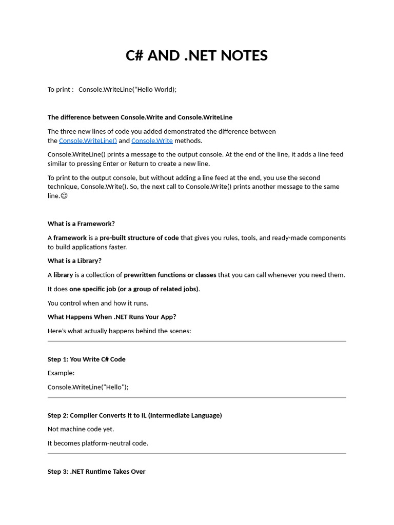 C Sharp and .Net Notes | PDF | Directory (Computing) | C Sharp ...