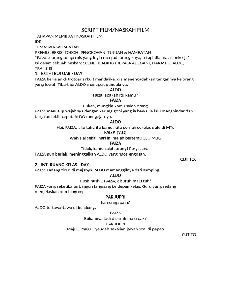Contoh Naskah Script Film Vii A | PDF