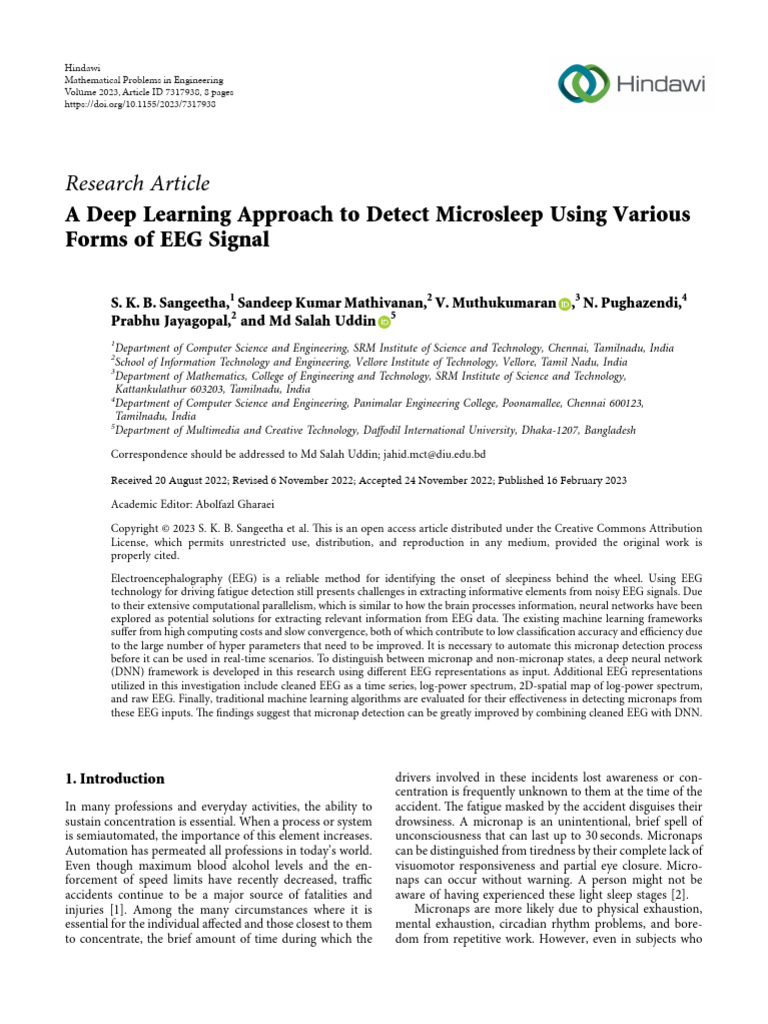 A Deep Learning Approach To Detect Microsleep Using Various | PDF ...