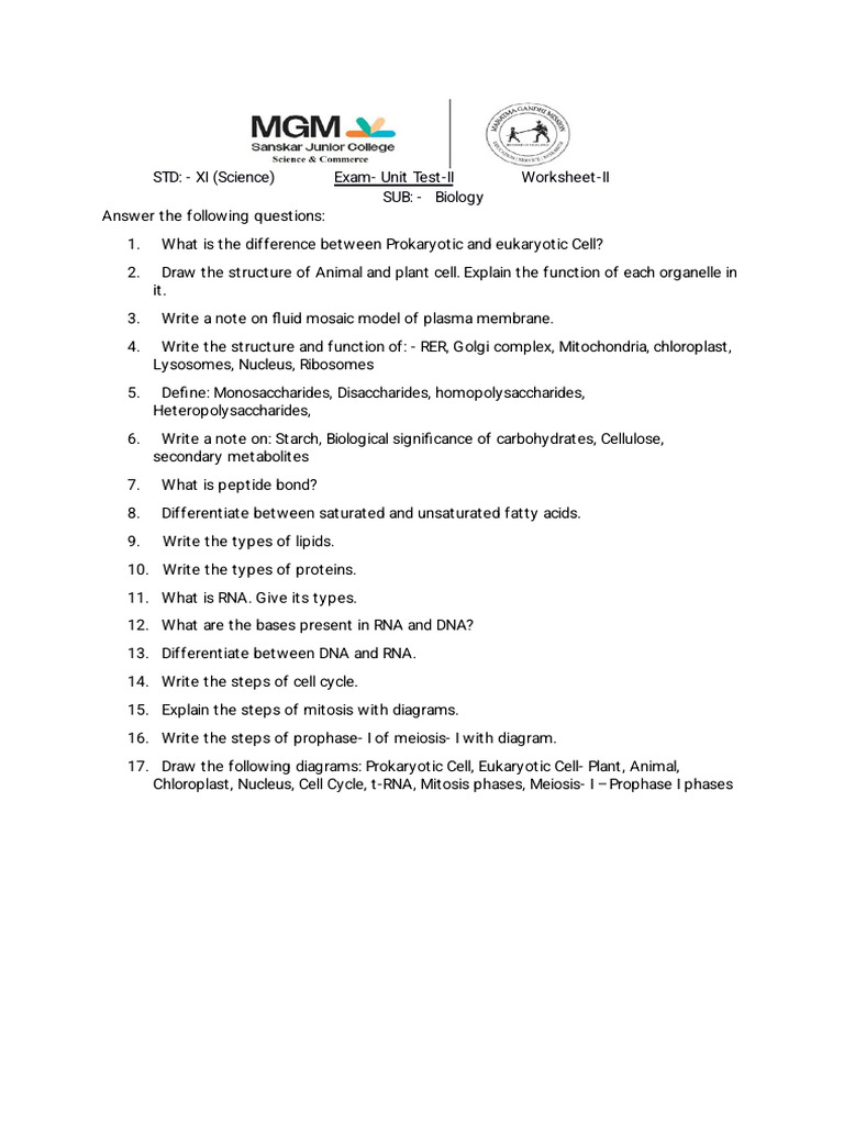 Unit II Worksheet | PDF