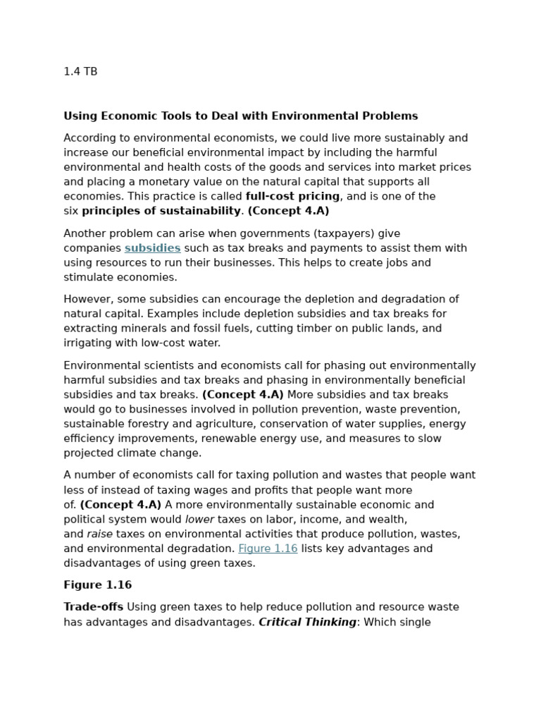 Using Economic Tools To Deal With Environmental Problems: Subsidies ...