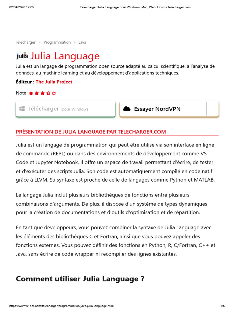 Télécharger Julia Language pour Windows, Mac, Web, Linux - Telecharger ...
