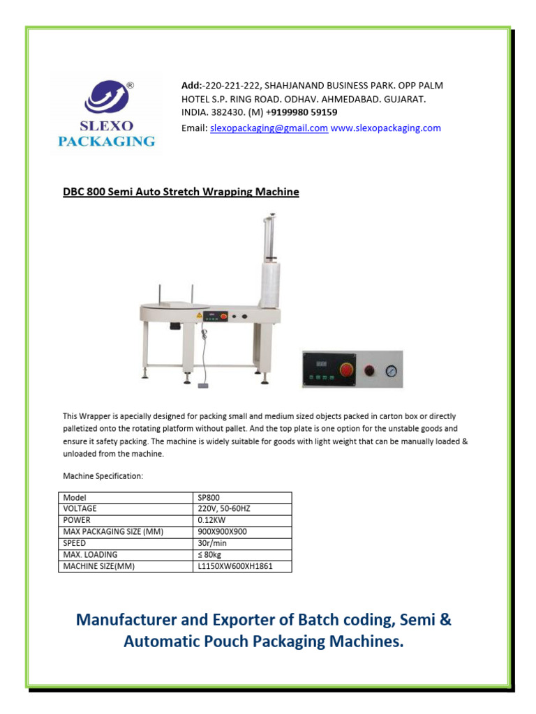Stratch Film Wrapping Machine | PDF