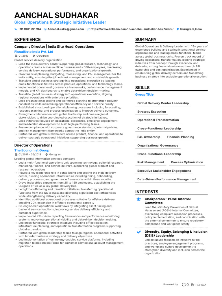 Aanchal Sudhakar Resume March 2026 | PDF | Governance | Strategic ...