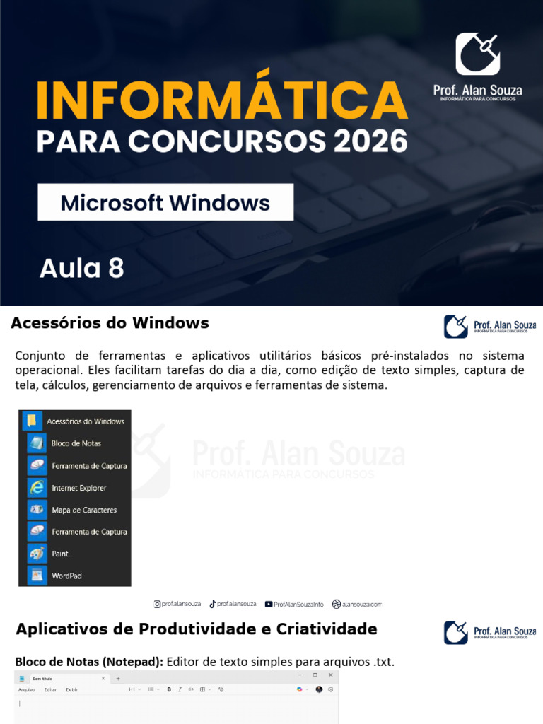 Aula 8 - Windows | PDF | Software de aplicação | Microsoft Windows