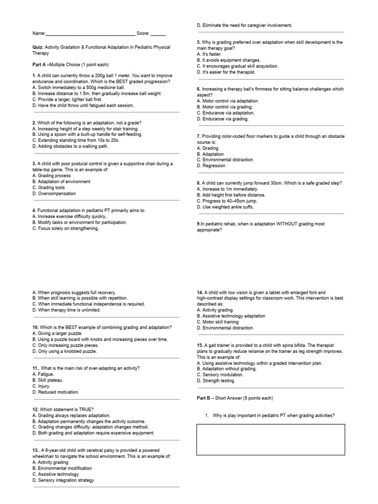 Functional Adaptation Quiz- Test Questionnaire.pdf | PDF | Physical ...