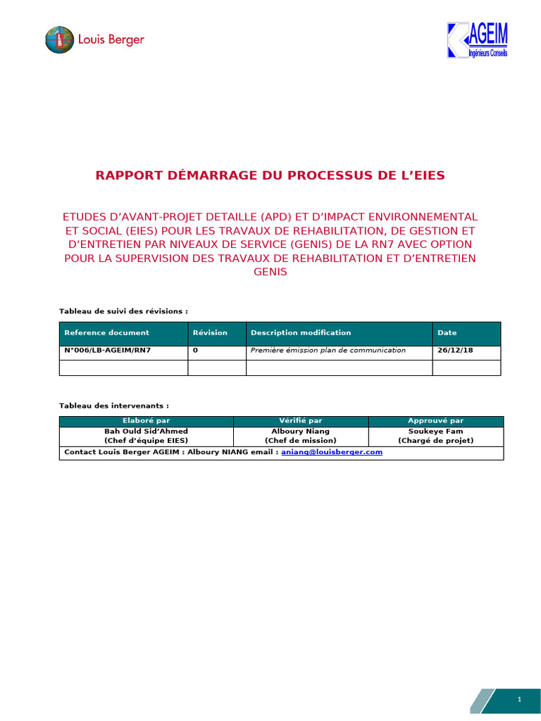 Rapport Demarrage Du Processus de Eies VF | PDF | Environnement naturel ...