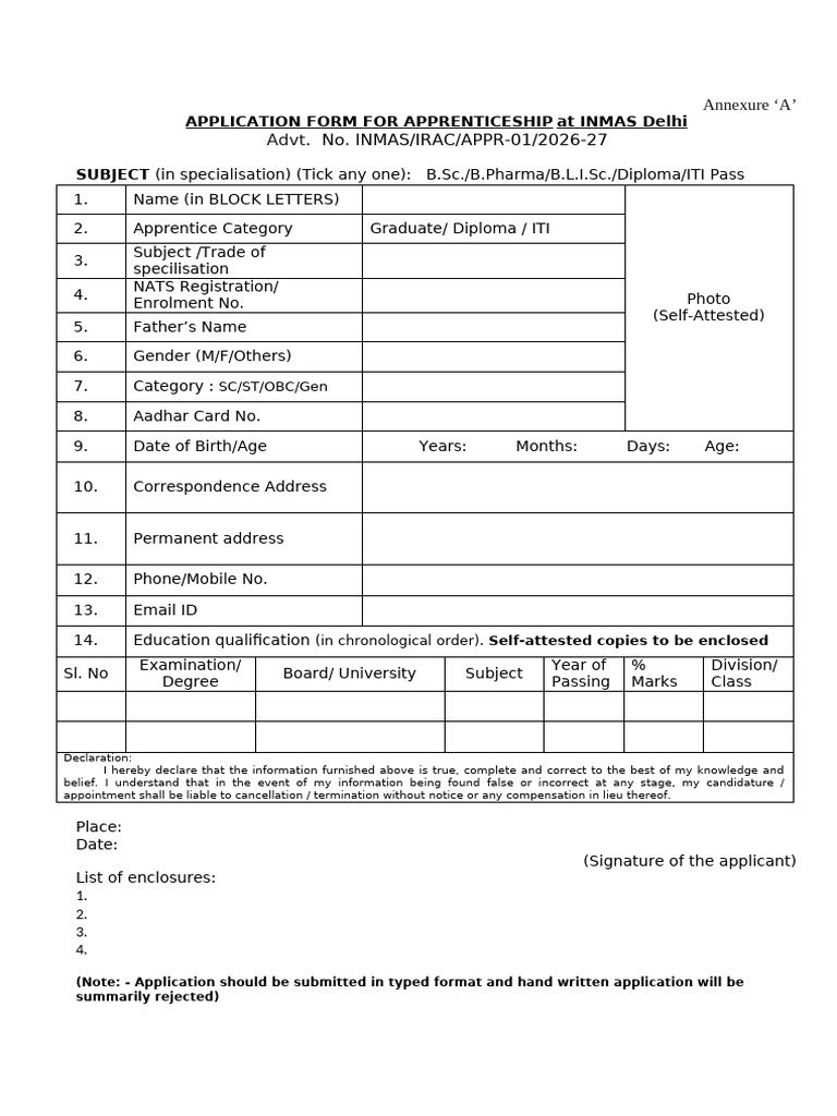 Application Form INMAS (1) | PDF