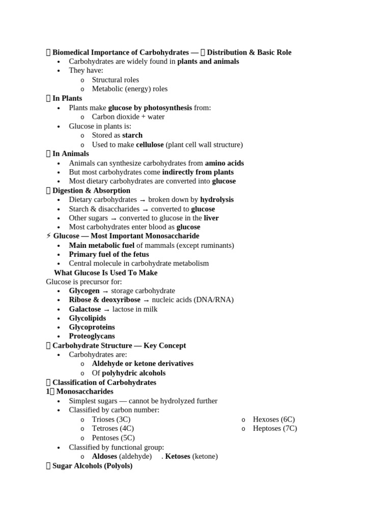 Teacher Notes Carbohydrates | PDF | Carbohydrates | Glucose