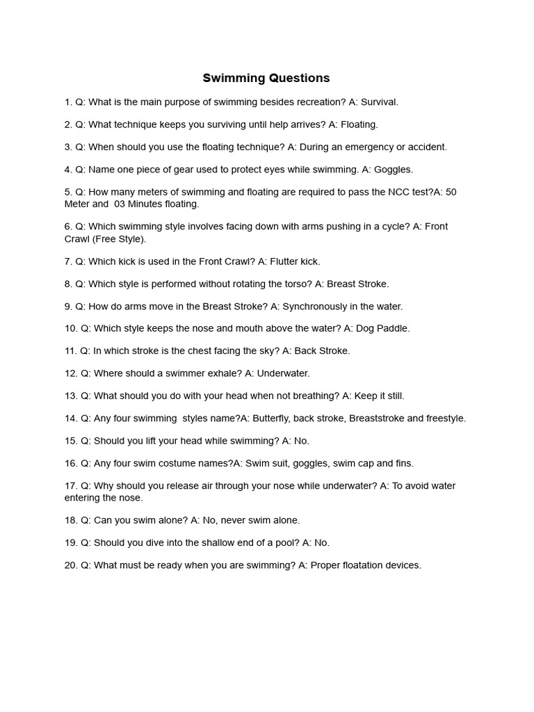 Swimming Notes | PDF | Swimming | Anchor