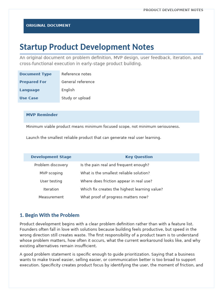 05 Startup Product Development Notes | PDF