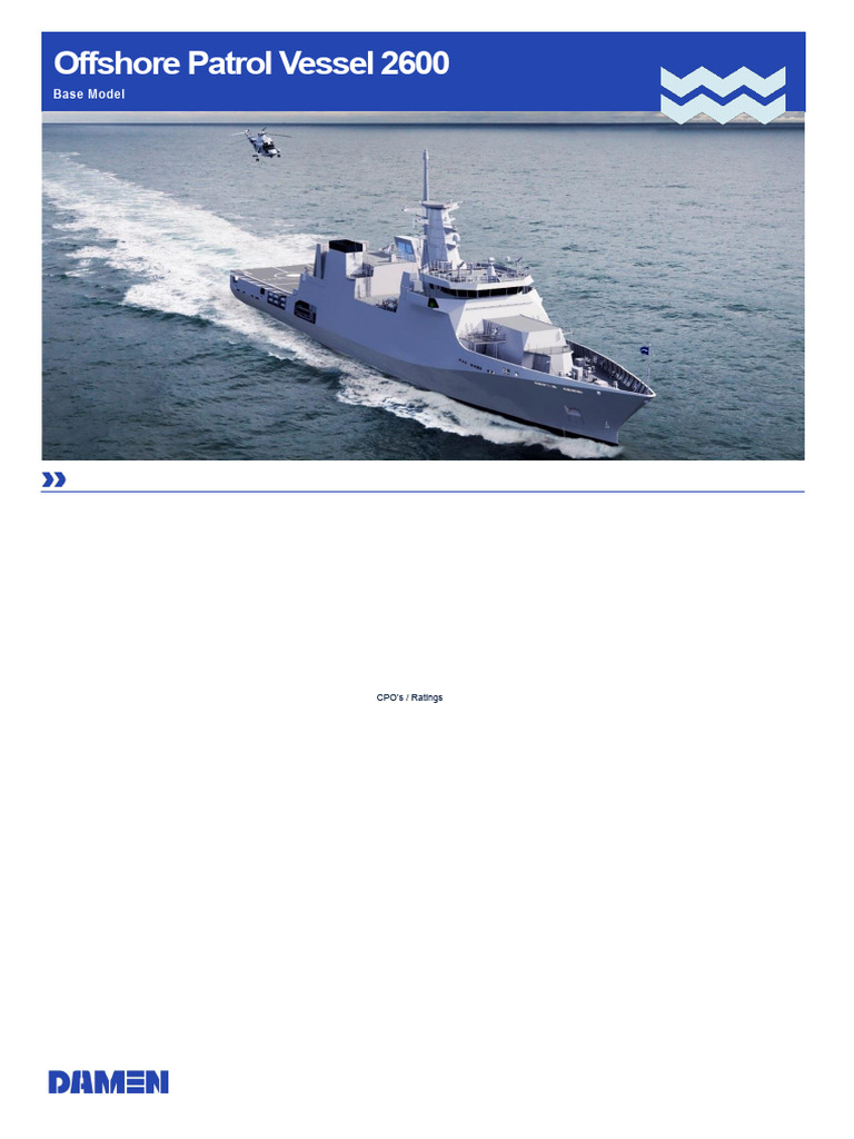 Product Sheet Damen Offshore Patrol Vessel 2600 | PDF | Water Transport ...