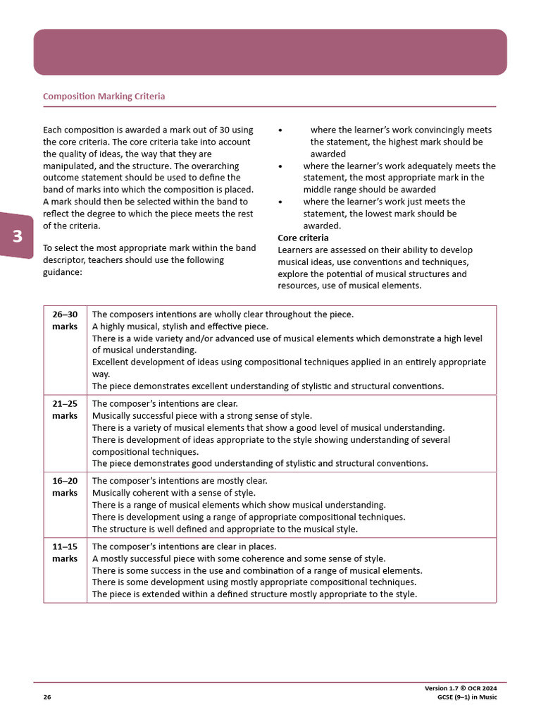 GCSE Composition Marking Criteria | PDF | Cognition