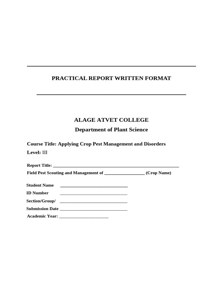 Practical Report Written Format | PDF | Pest (Organism)