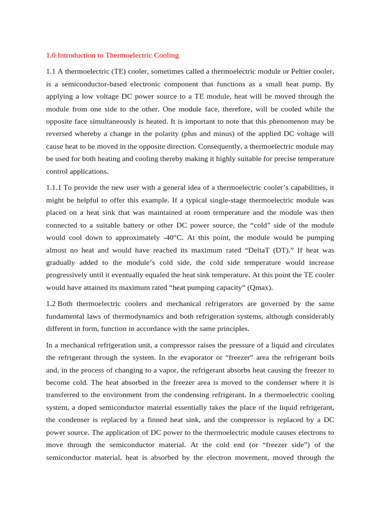 Thermoelectric Generator Efficiency FERROTEC | PDF